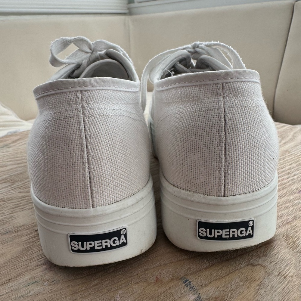 SUPERGA White Platform Sneakers Womens Size 41 - Picture 8 of 9